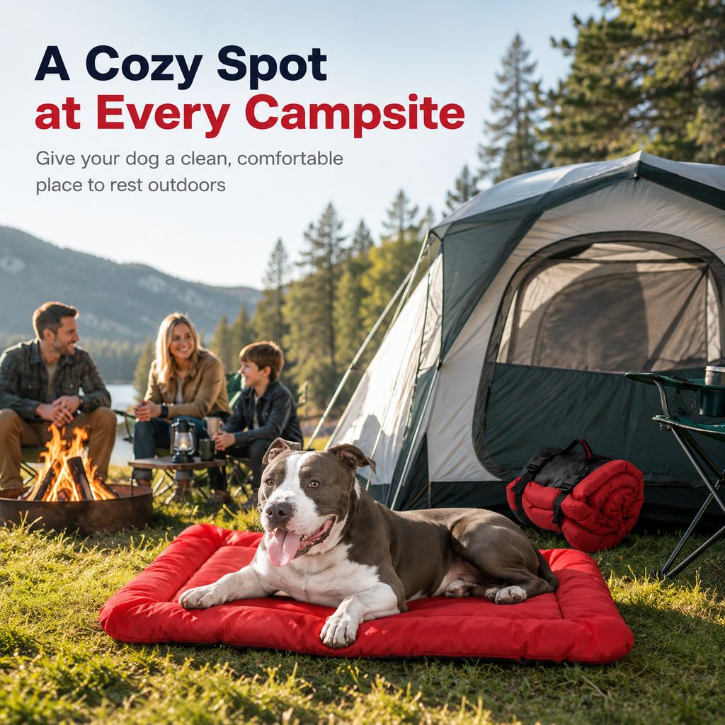 Paws in Awe Portable Outdoor Dog Bed for Camping &Car Travel - Roll-Up Mat for Clean, Comfortable Rest image 2