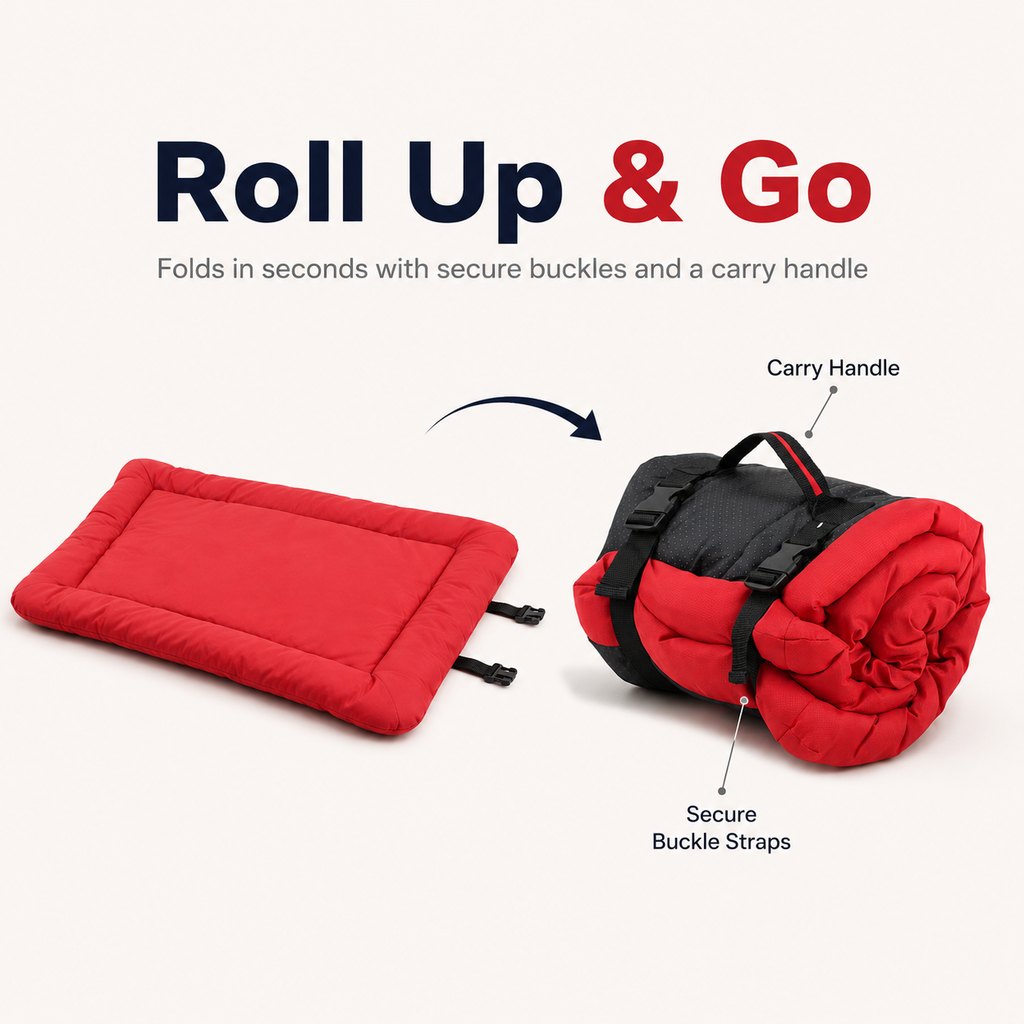 Paws in Awe Portable Outdoor Dog Bed for Camping &Car Travel - Roll-Up Mat for Clean, Comfortable Rest image 9