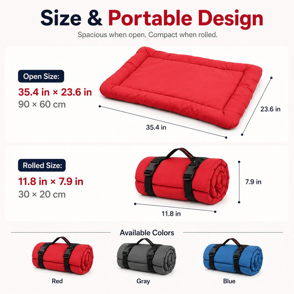 Paws in Awe Portable Outdoor Dog Bed for Camping &Car Travel - Roll-Up Mat for Clean, Comfortable Rest image 11