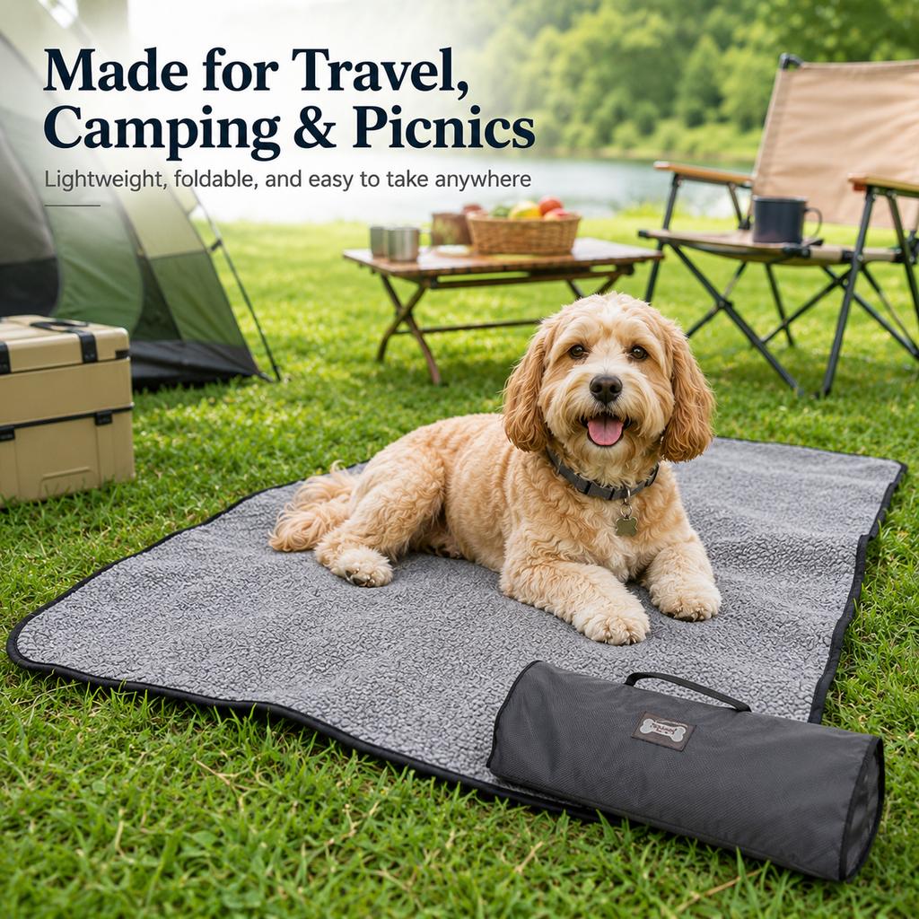 Paws in Awe Portable Outdoor Pet Mat with Carry Bag - Foldable Travel Dog Blanket for Parks, Camping & Road Trips image 3