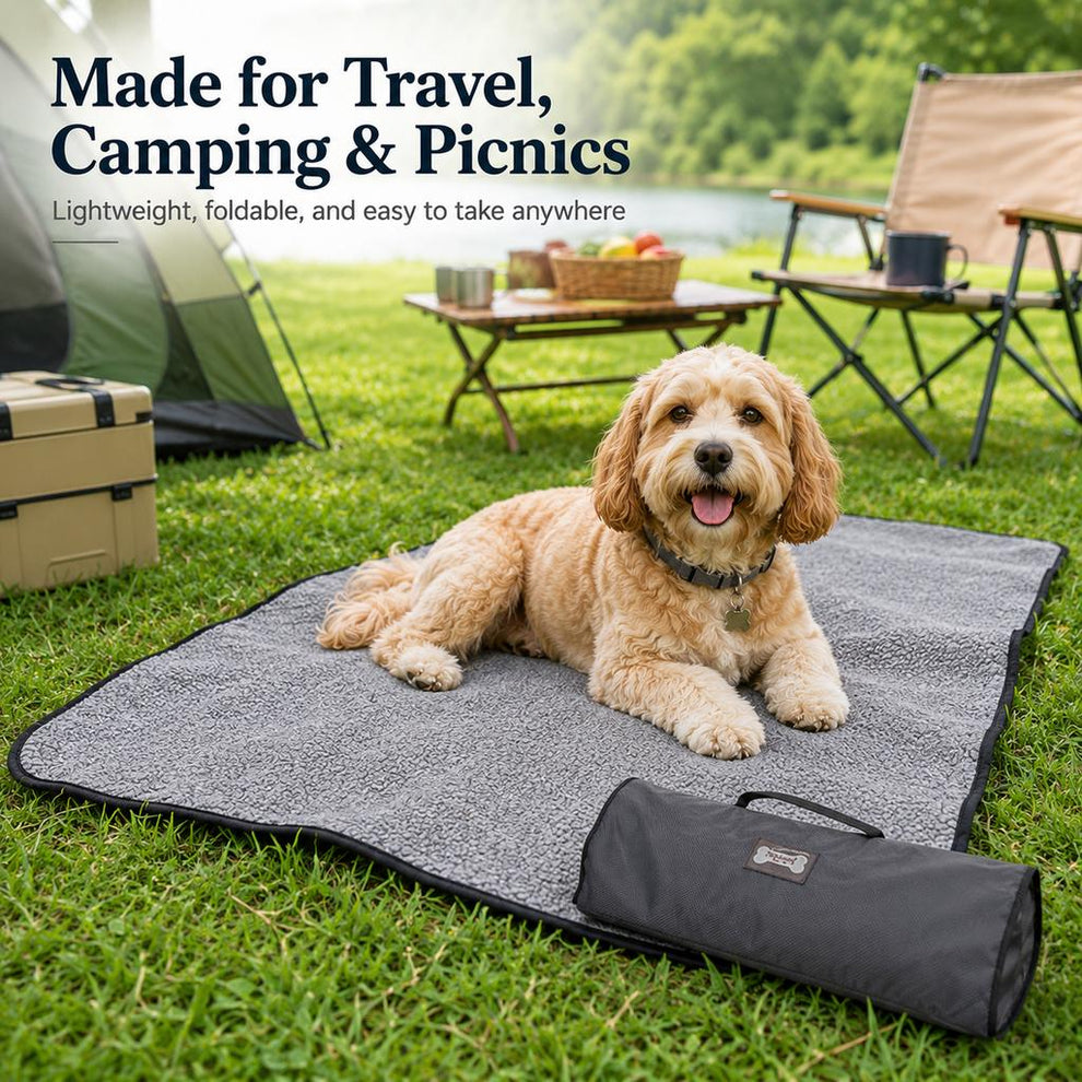 Paws in Awe Portable Outdoor Pet Mat with Carry Bag - Foldable Travel Dog Blanket for Parks, Camping & Road Trips image 3