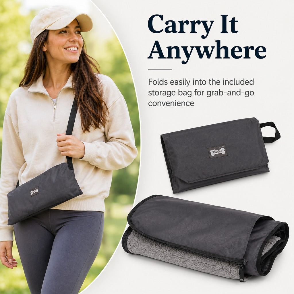 Paws in Awe Portable Outdoor Pet Mat with Carry Bag - Foldable Travel Dog Blanket for Parks, Camping & Road Trips image 7