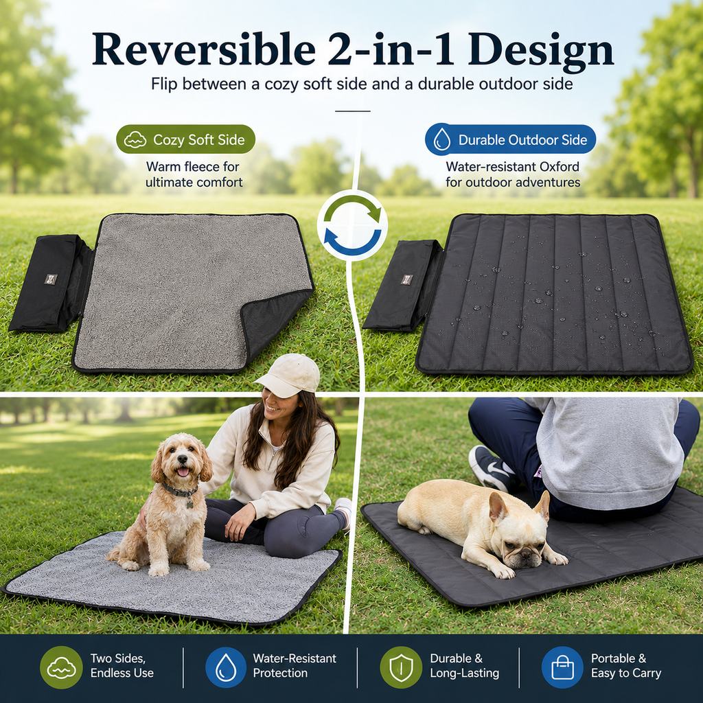 Paws in Awe Portable Outdoor Pet Mat with Carry Bag - Foldable Travel Dog Blanket for Parks, Camping & Road Trips image 6