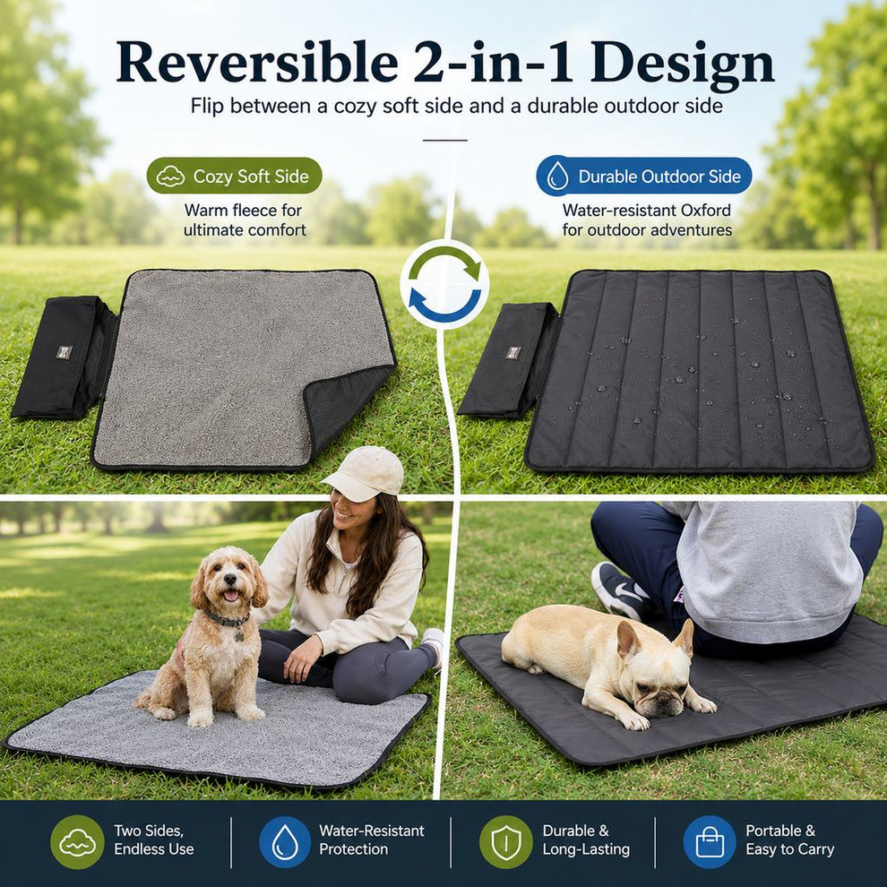 Paws in Awe Portable Outdoor Pet Mat with Carry Bag - Foldable Travel Dog Blanket for Parks, Camping & Road Trips image 6
