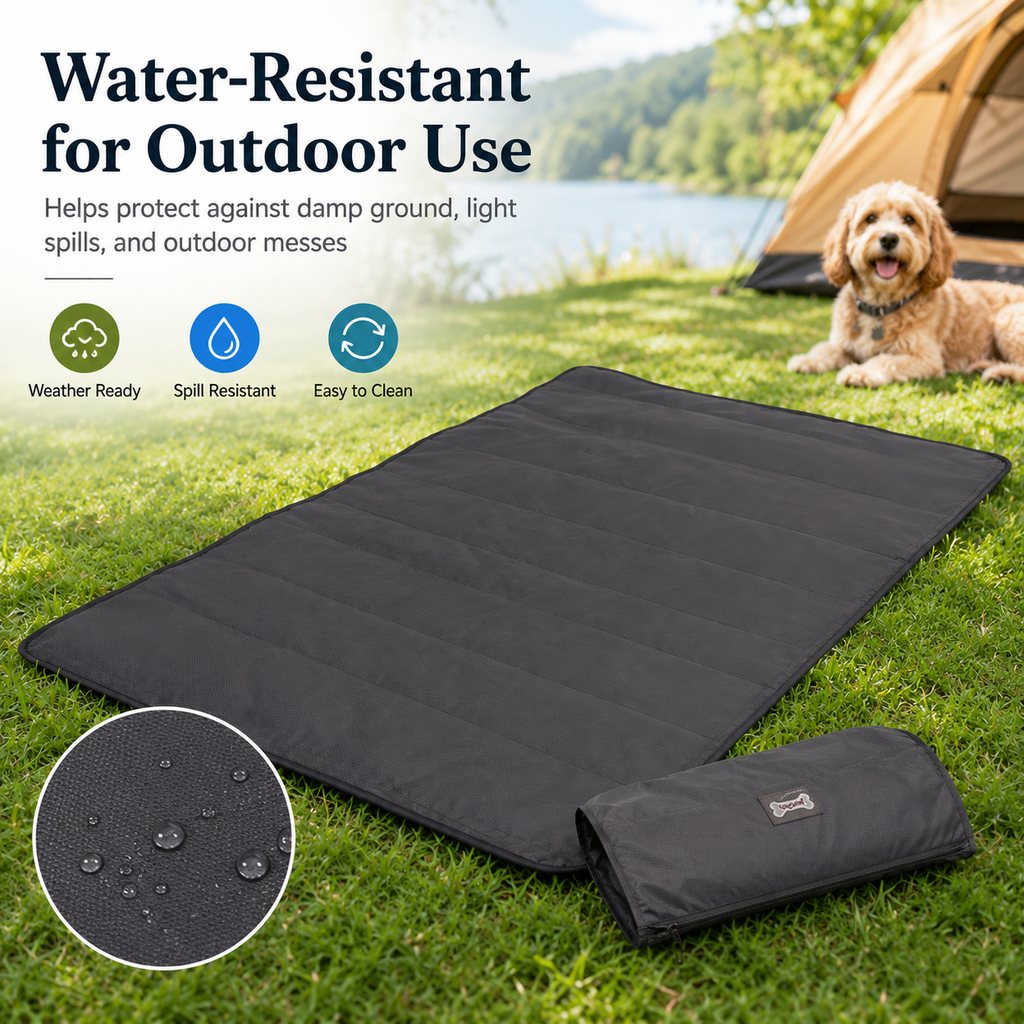 Paws in Awe Portable Outdoor Pet Mat with Carry Bag - Foldable Travel Dog Blanket for Parks, Camping & Road Trips image 2