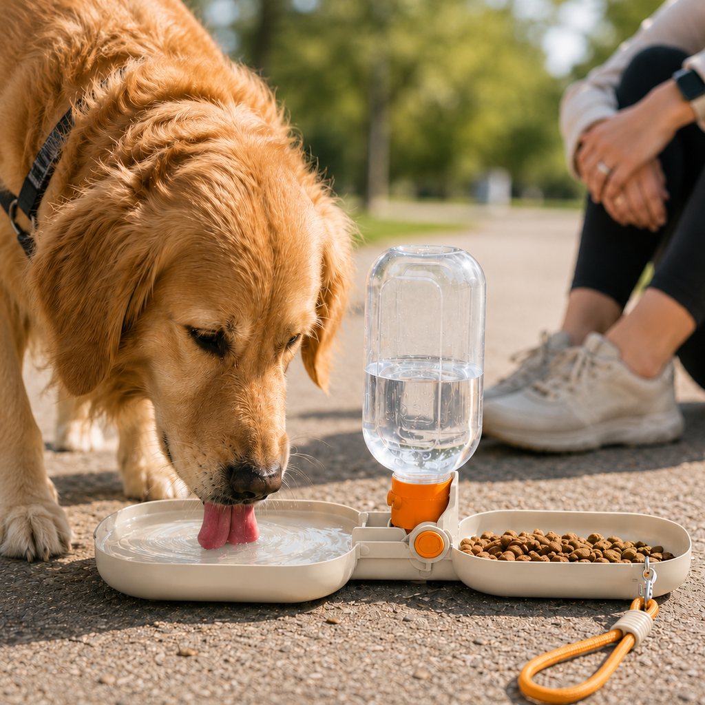 Portable Folding Pet Water & Food Cup for Walks & Hiking - 15.6 oz Leak-Resistant Dog & Cat Travel Bottle Bowl image 11