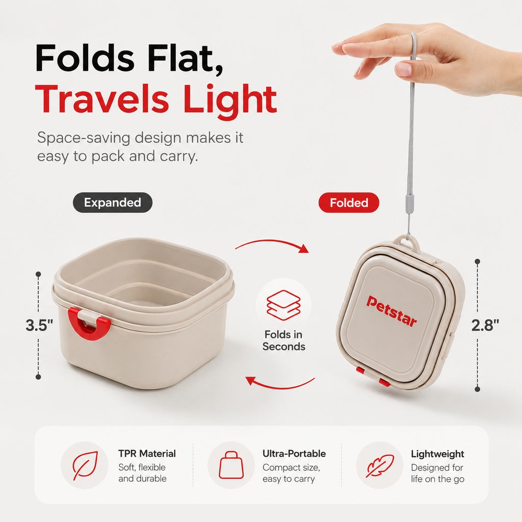 Paws in Awe Portable 2-in-1 Folding Pet Bowl for Walks & Travel - Keeps Food and Water Separate image 5