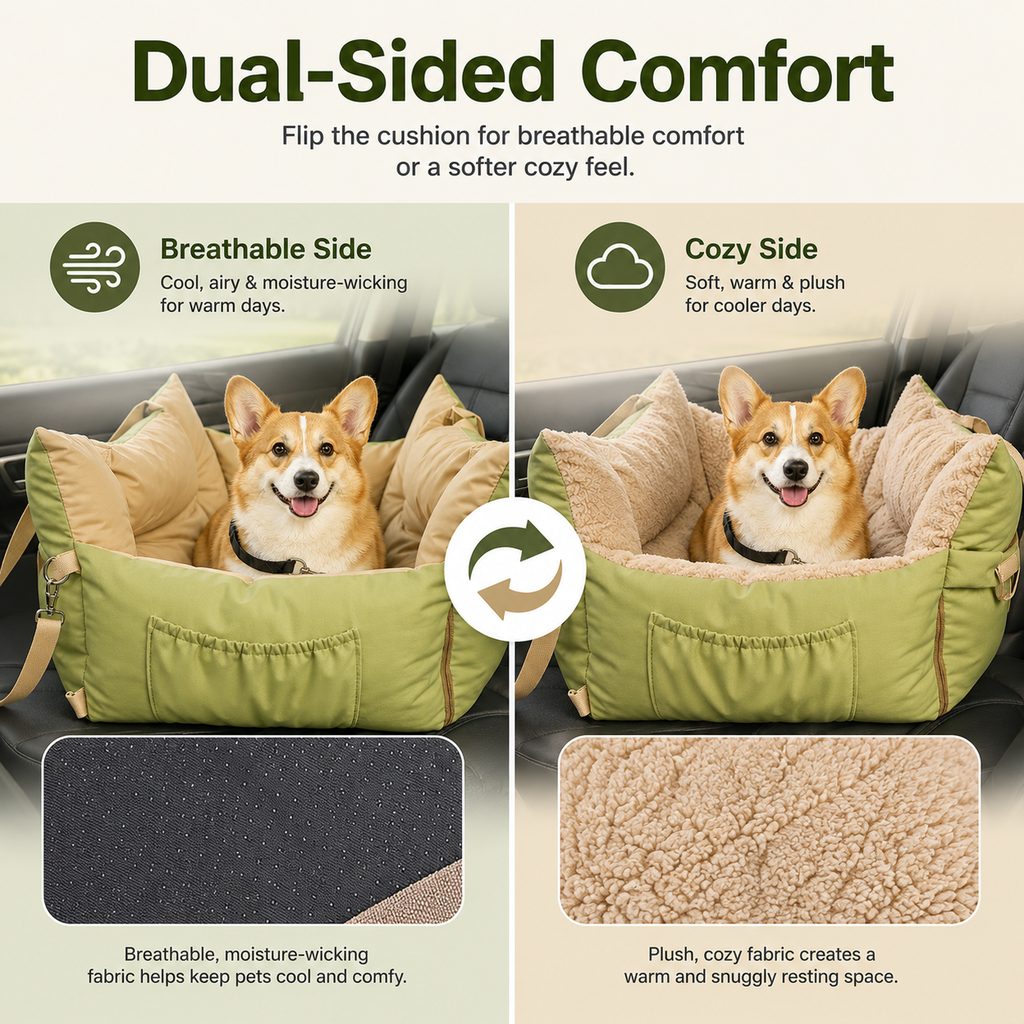 Paws in Awe Portable Pet Car Bed for Road Trips, Camping & Home Lounging - Cozy, Secure Rest Spot for Small to Medium Dogs image 7