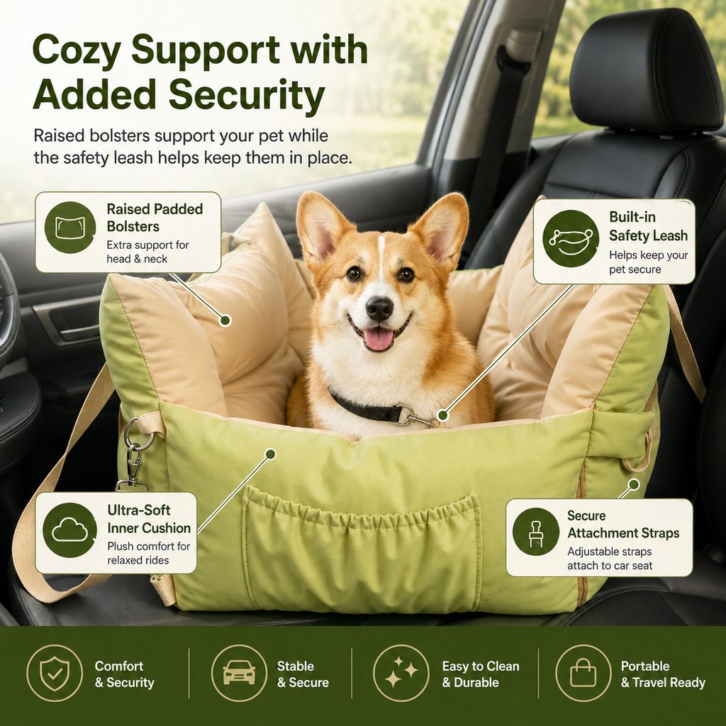 Paws in Awe Portable Pet Car Bed for Road Trips, Camping & Home Lounging - Cozy, Secure Rest Spot for Small to Medium Dogs image 5