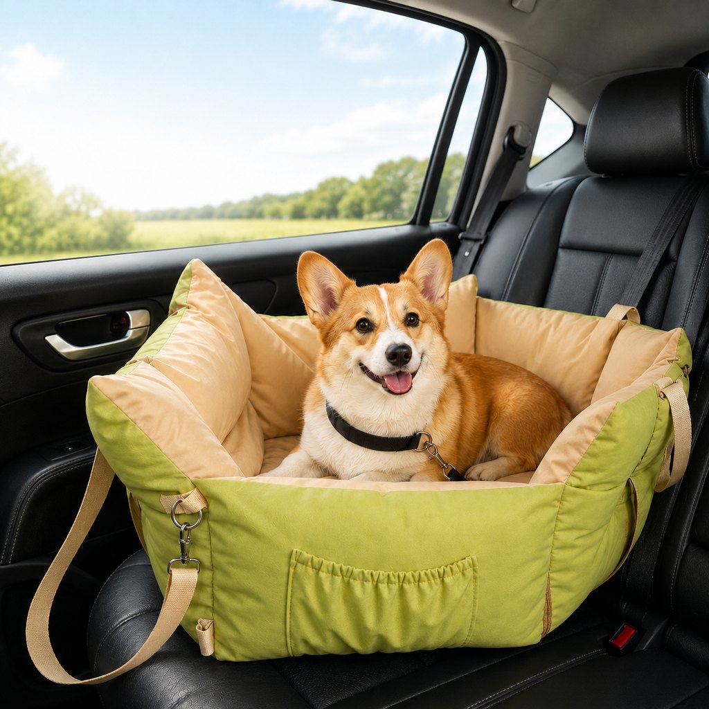 Paws in Awe Portable Pet Car Bed for Road Trips, Camping & Home Lounging - Cozy, Secure Rest Spot for Small to Medium Dogs image 1