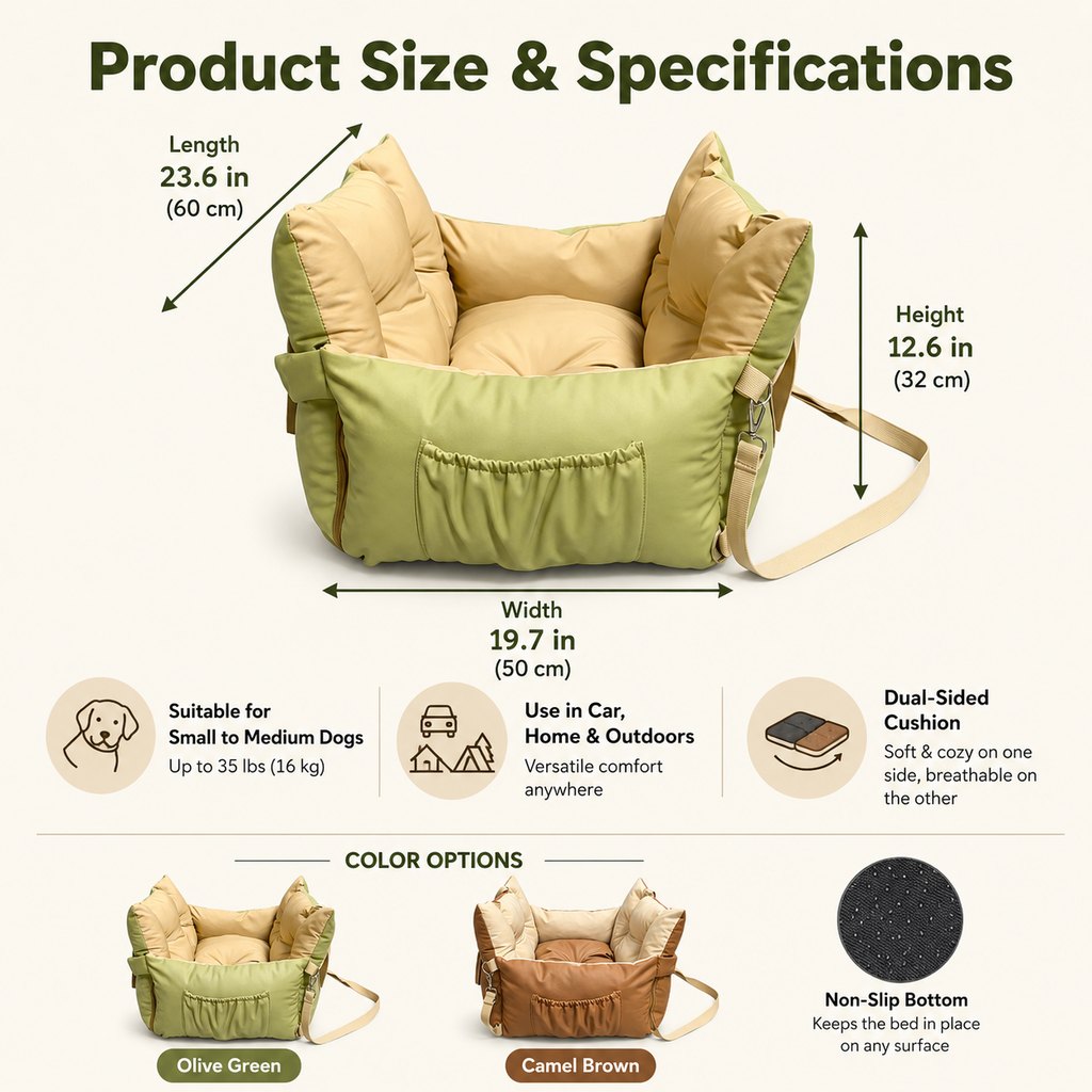 Paws in Awe Portable Pet Car Bed for Road Trips, Camping & Home Lounging - Cozy, Secure Rest Spot for Small to Medium Dogs image 10