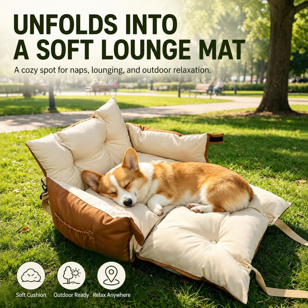 Paws in Awe Portable Pet Car Bed for Road Trips, Camping & Home Lounging - Cozy, Secure Rest Spot for Small to Medium Dogs image 3