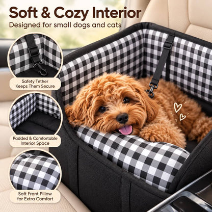 soft cozy pet console carrier interior with safety tether