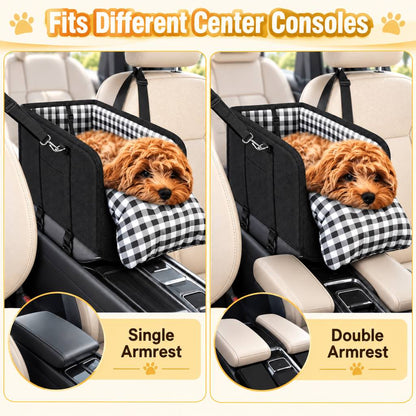 pet car seat carrier for single and double center consoles