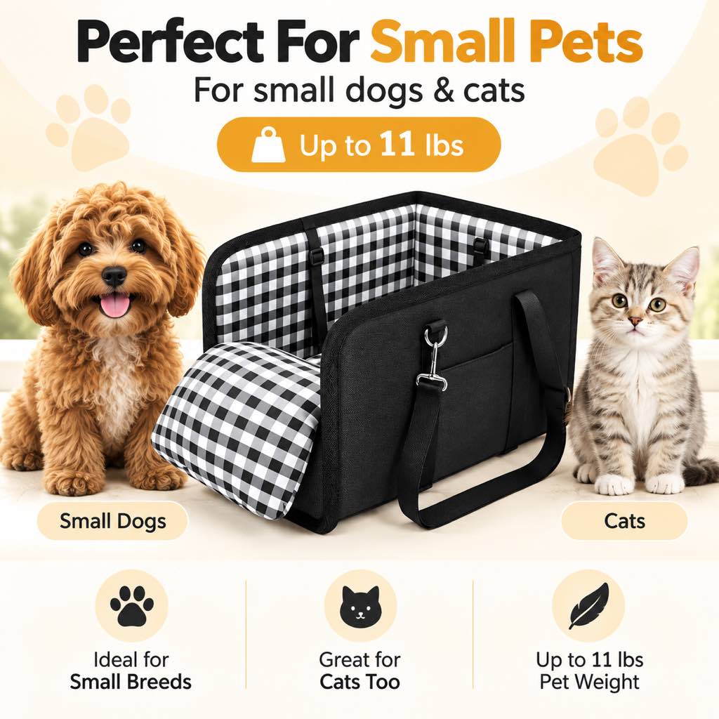 pet console car seat carrier for small dogs and cats up to 11 lbs