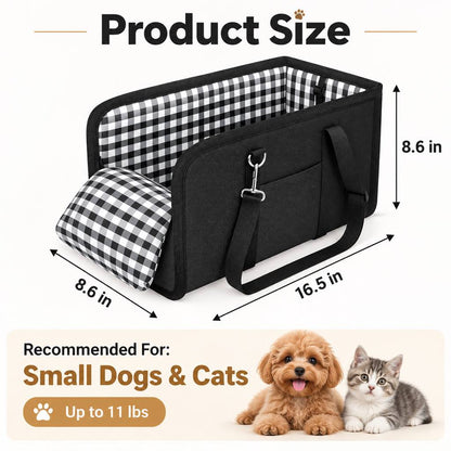 portable pet console car seat carrier dimensions 16.5 by 8.6 inches
