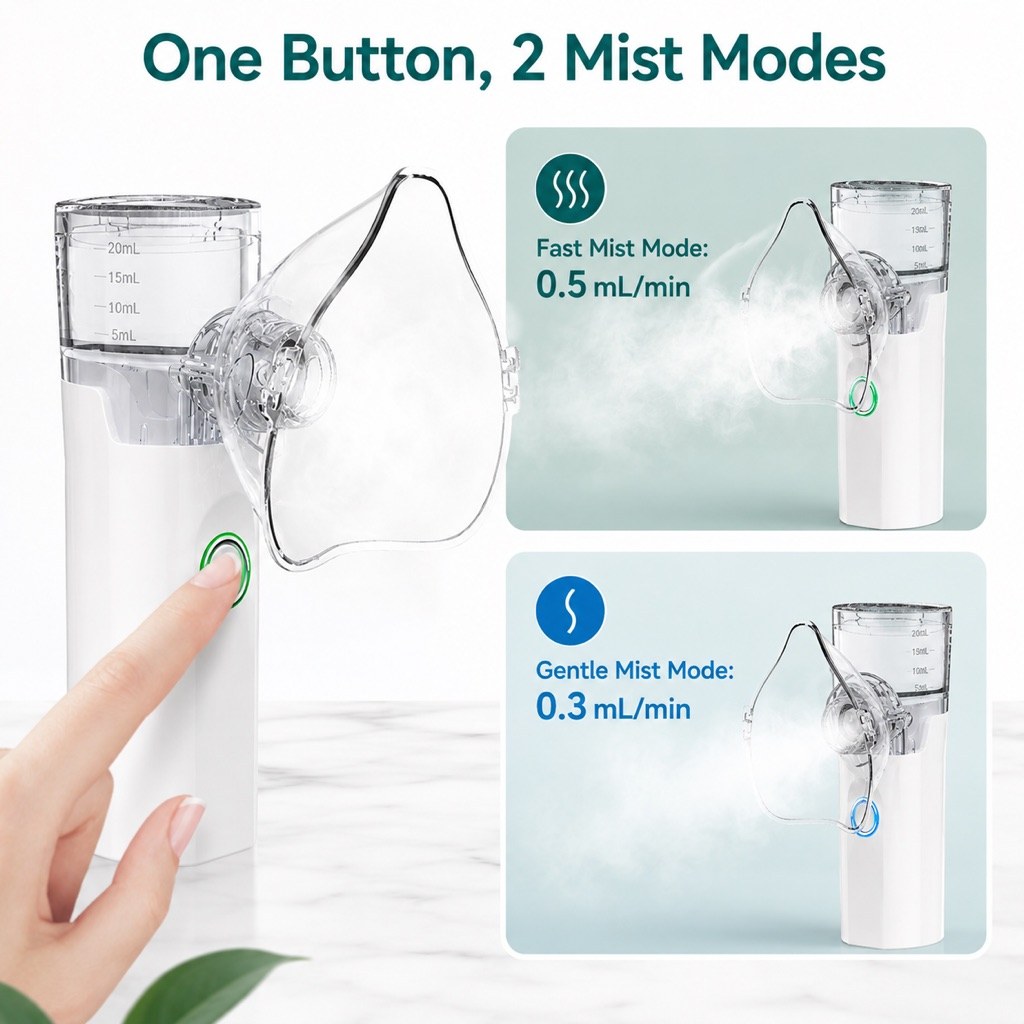 Portable pet mist care device with one button and two mist modes