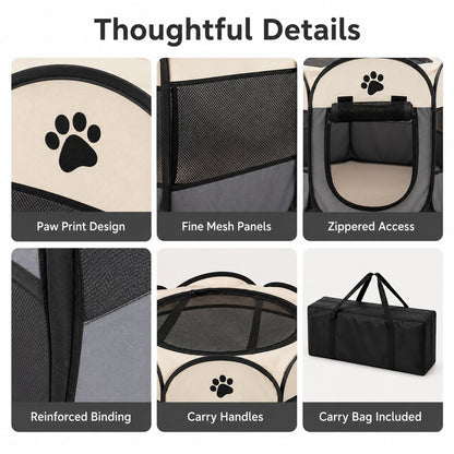 Portable pet playpen thoughtful details