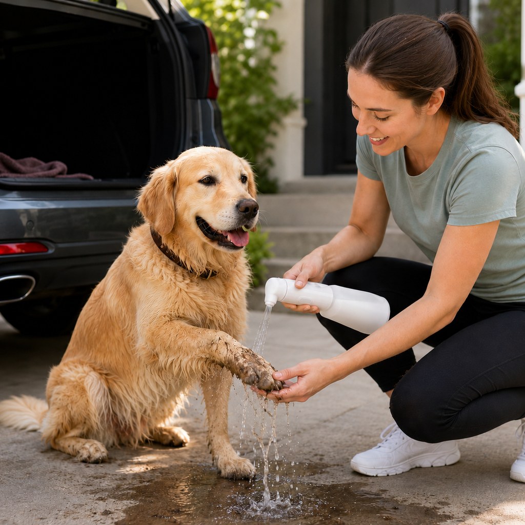 Paws in Awe Portable Pet Rinser for Muddy Paws After Walks - USB-C Rechargeable 2-Mode Dog & Cat Cleaning Sprayer image 1