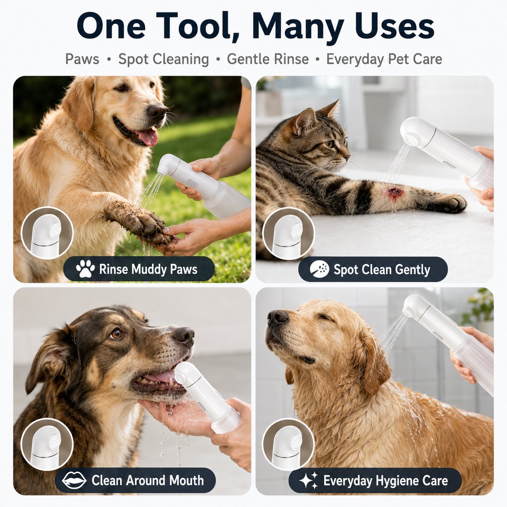 Paws in Awe Portable Pet Rinser for Muddy Paws After Walks - USB-C Rechargeable 2-Mode Dog & Cat Cleaning Sprayer image 8