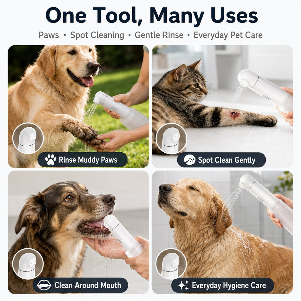 Paws in Awe Portable Pet Rinser for Muddy Paws After Walks - USB-C Rechargeable 2-Mode Dog & Cat Cleaning Sprayer image 8