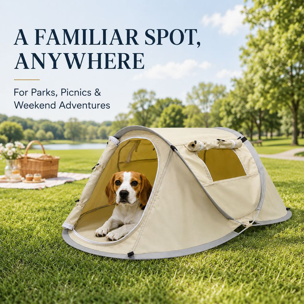 Portable pet tent familiar rest spot for parks and travel