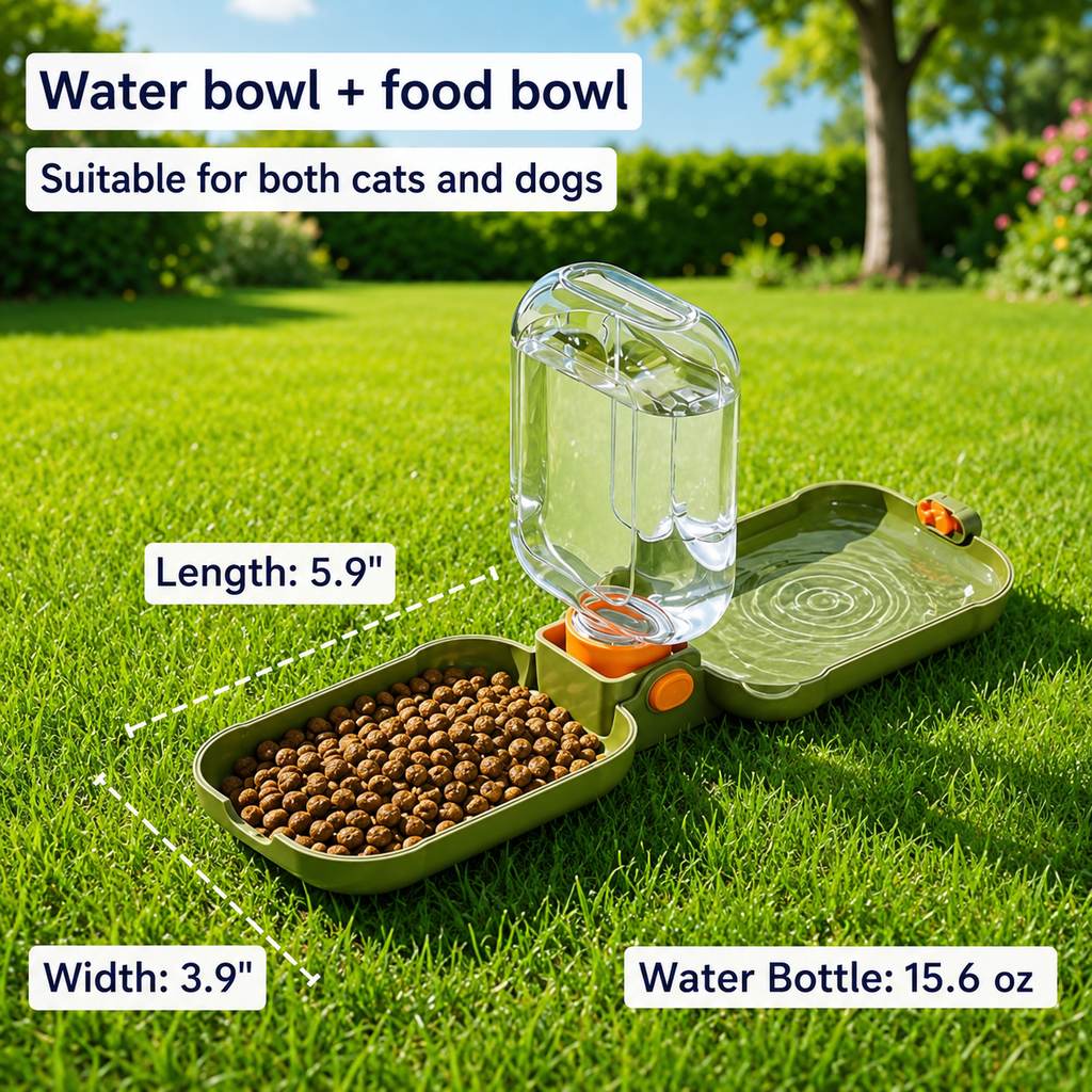 Portable Folding Pet Water & Food Cup for Walks & Hiking - 15.6 oz Leak-Resistant Dog & Cat Travel Bottle Bowl image 9