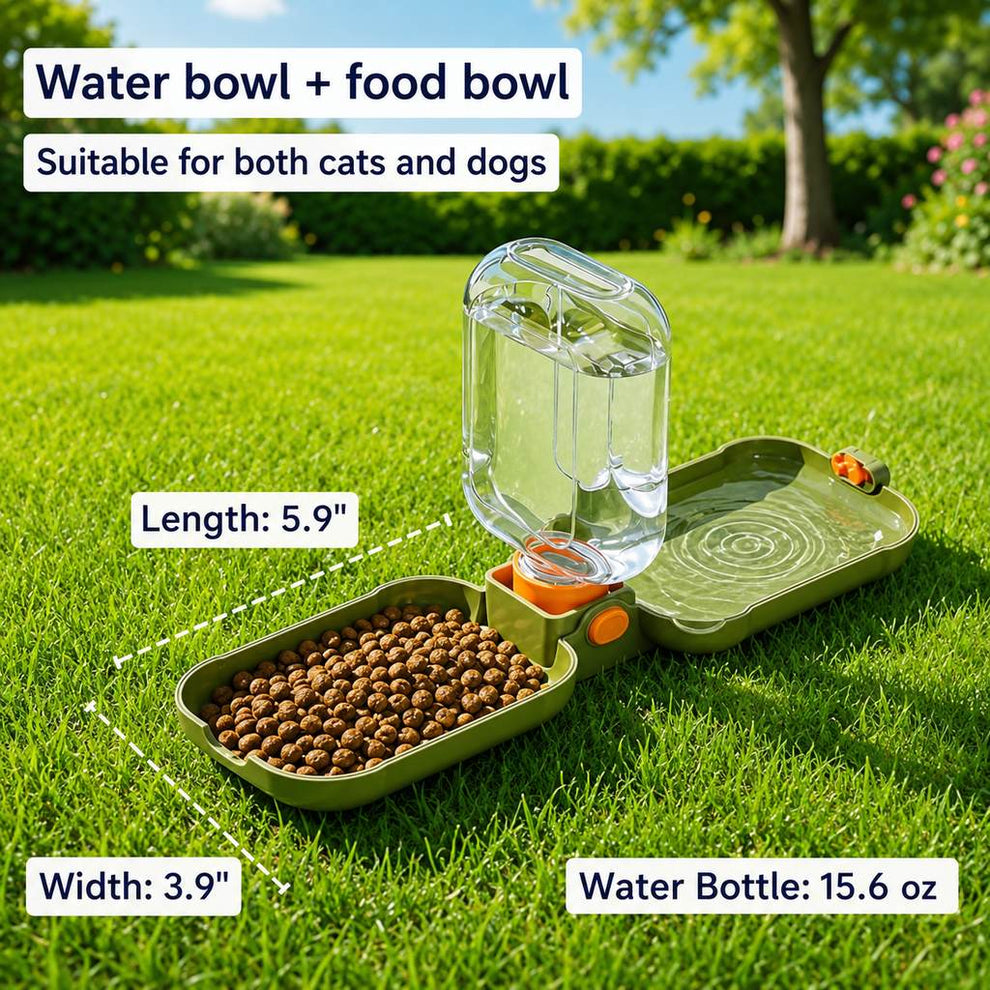 Portable Folding Pet Water & Food Cup for Walks & Hiking - 15.6 oz Leak-Resistant Dog & Cat Travel Bottle Bowl image 9