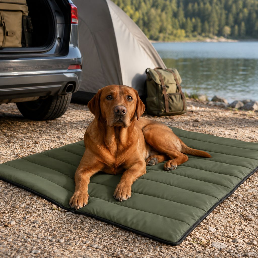 Portable roll-up dog travel mat main camping image