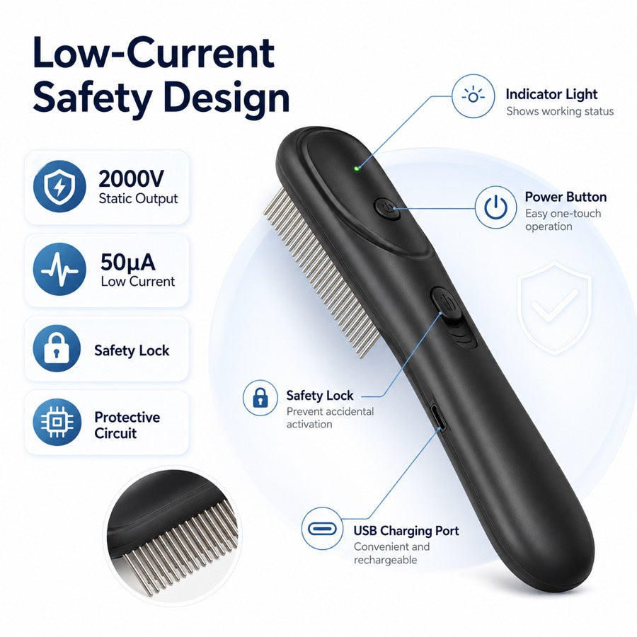 Paws in Awe Electric Flea Comb for Dogs & Cats – At-Home Flea Check & Loose Hair Grooming Without Sprays image 7