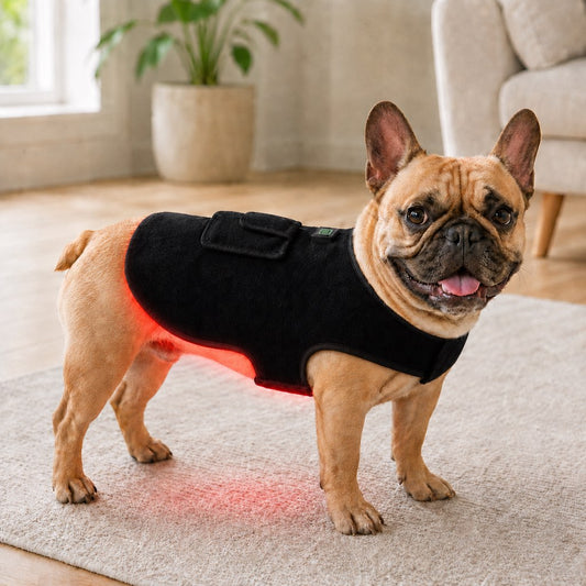 Paws in Awe FrenchieGlow Red Light Comfort Vest for French Bulldogs - At-Home Back, Belly & Hip Comfort After Walks, Stairs & Playtime image 1