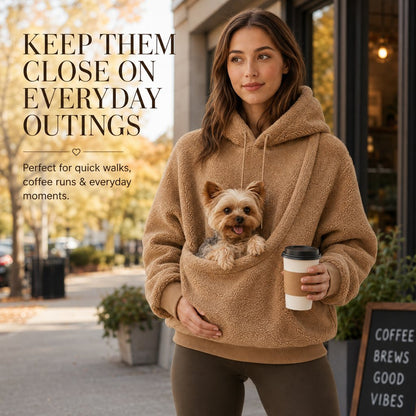 Pet carrier sherpa hoodie for small dogs and cats with front pouch