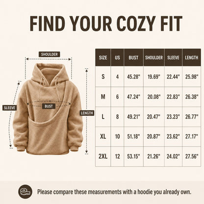 Pet carrier sherpa hoodie size guide for US sizes S to 2XL