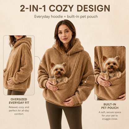 Two-in-one cozy hoodie and built-in pet pouch design