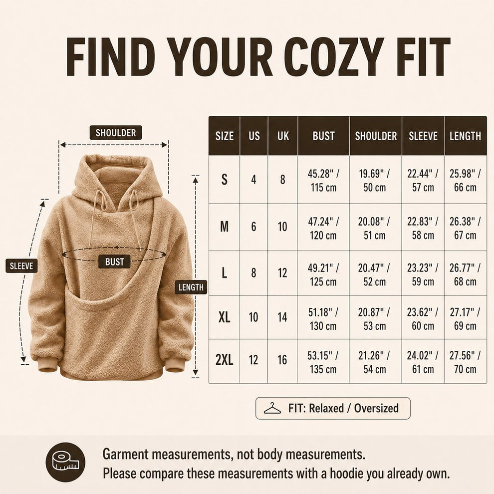 Pet carrier sherpa hoodie UK size guide