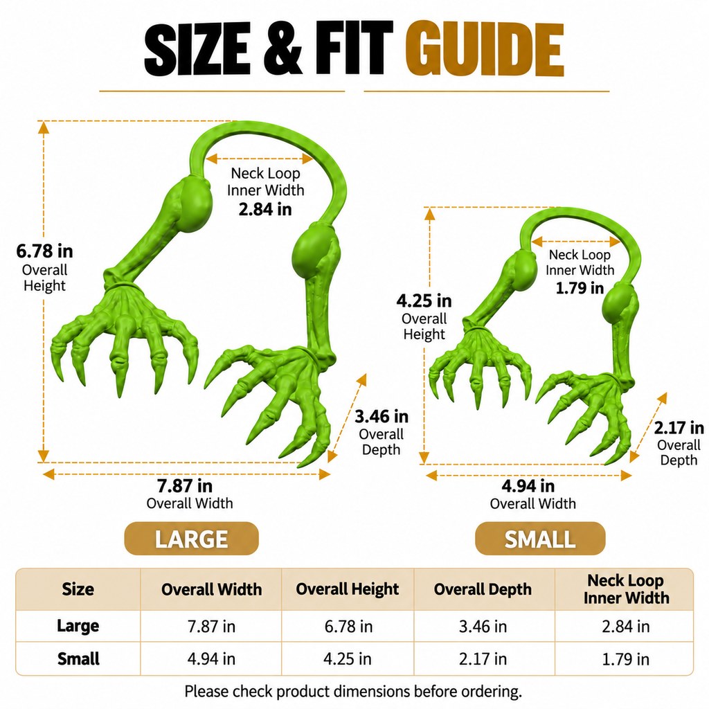 skeleton claw arms pet costume size and fit guide