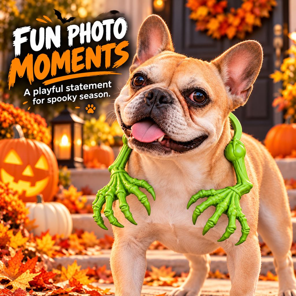 green skeleton claw arms pet costume for fun photos