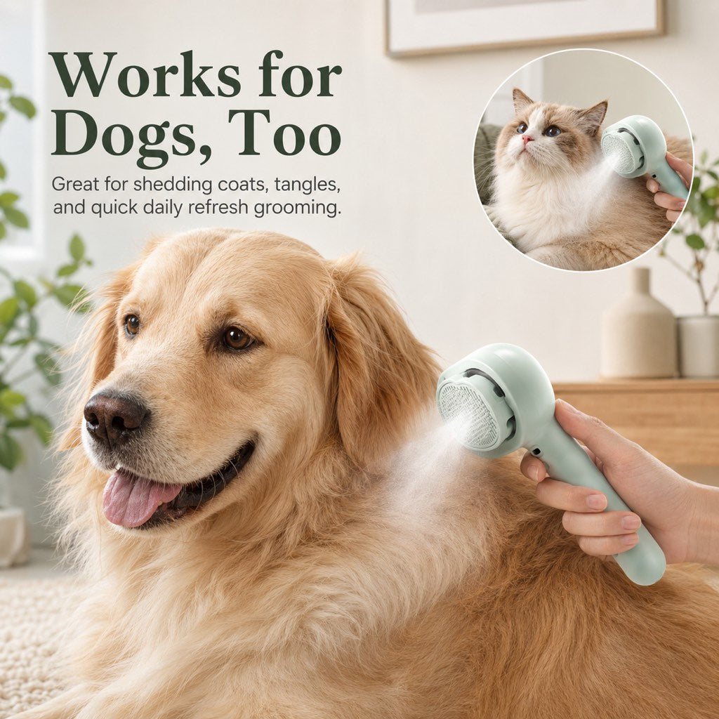 Paws in Awe Pet Spray Grooming Brush for Cats & Dogs - Gentle Mist De-Shedding Comb for Loose Fur, Flying Hair & Daily Coat Care image 8