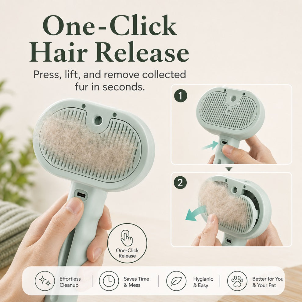 Paws in Awe Pet Spray Grooming Brush for Cats & Dogs - Gentle Mist De-Shedding Comb for Loose Fur, Flying Hair & Daily Coat Care image 7