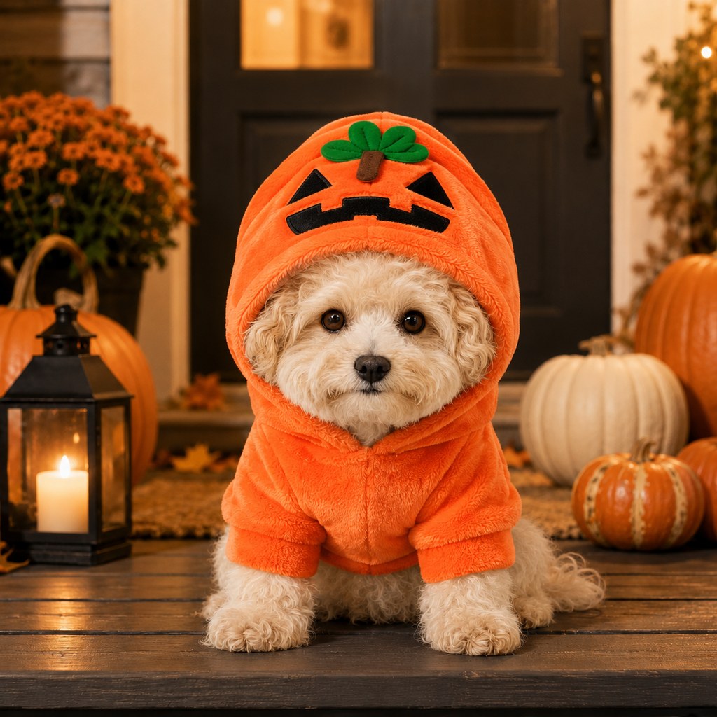 Pumpkin Halloween pet costume hoodie SKU image