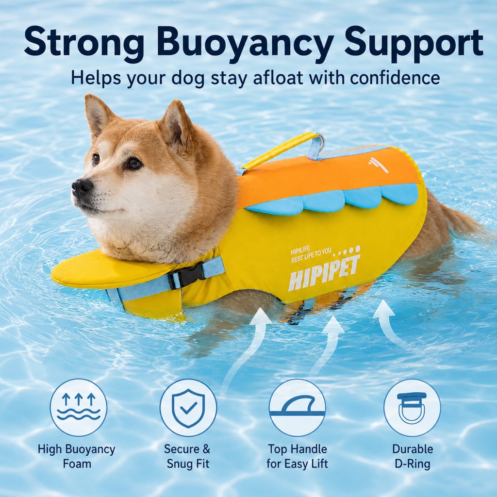 Paws in Awe Dog Life Jacket with Chin Float & Rescue Handle for Pool, Lake & Boat Trips - Helps Keep Dogs Afloat & Easy to Lift image 3