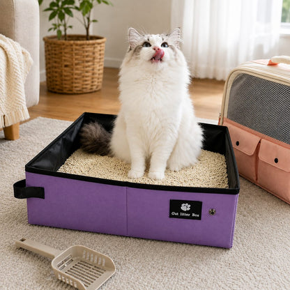 Purple foldable cat litter box