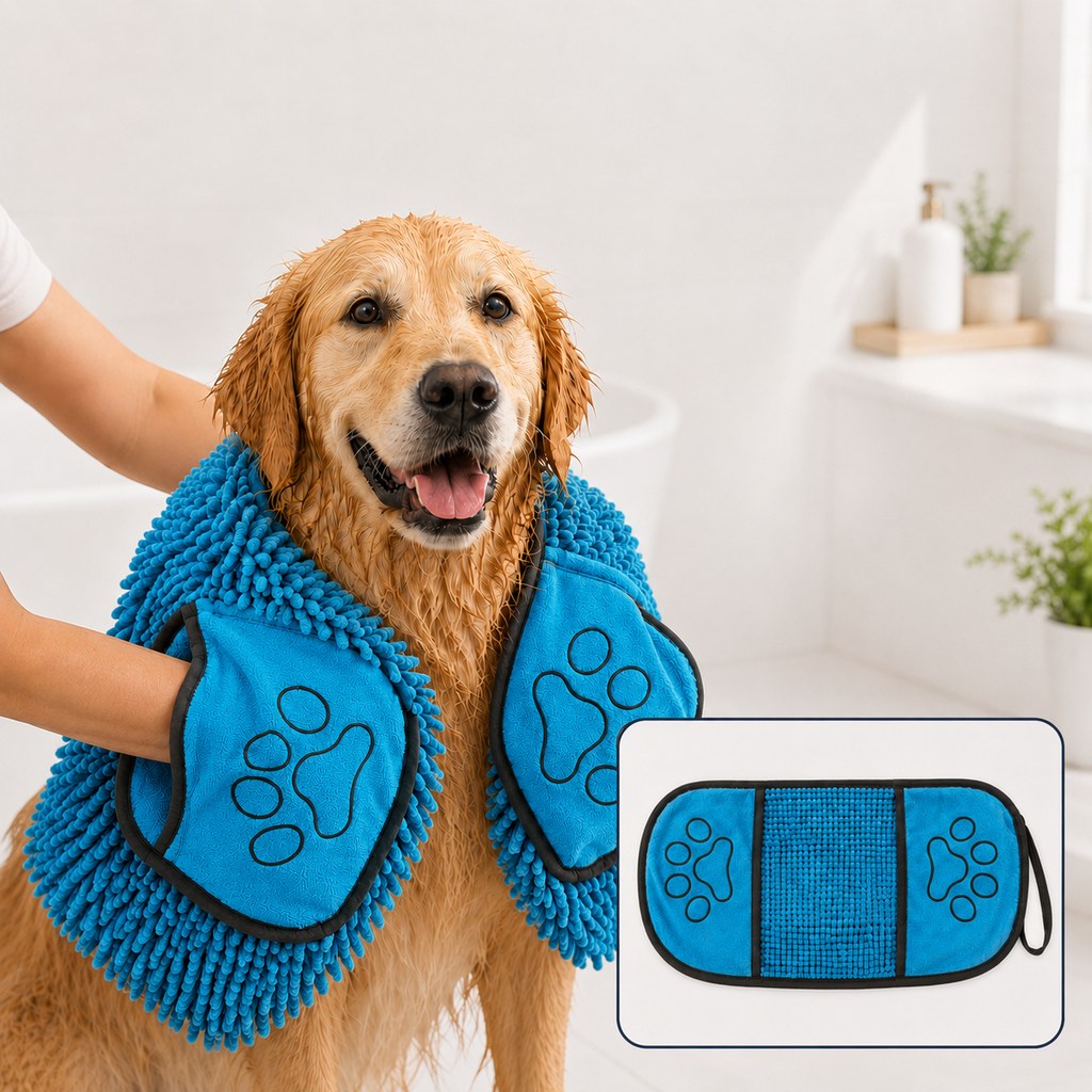 Paws in Awe Quick-Drying Pet Towel for Bath Time & Rainy Walks - Soft Chenille Mitt for Wet Fur & Muddy Paws image 11