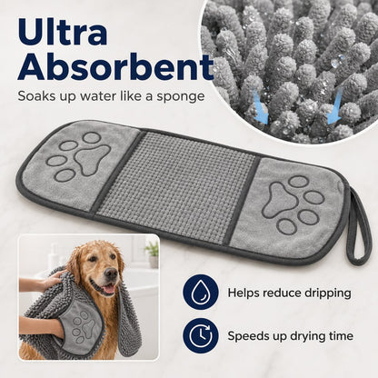 Paws in Awe Quick-Drying Pet Towel for Bath Time & Rainy Walks - Soft Chenille Mitt for Wet Fur & Muddy Paws image 8