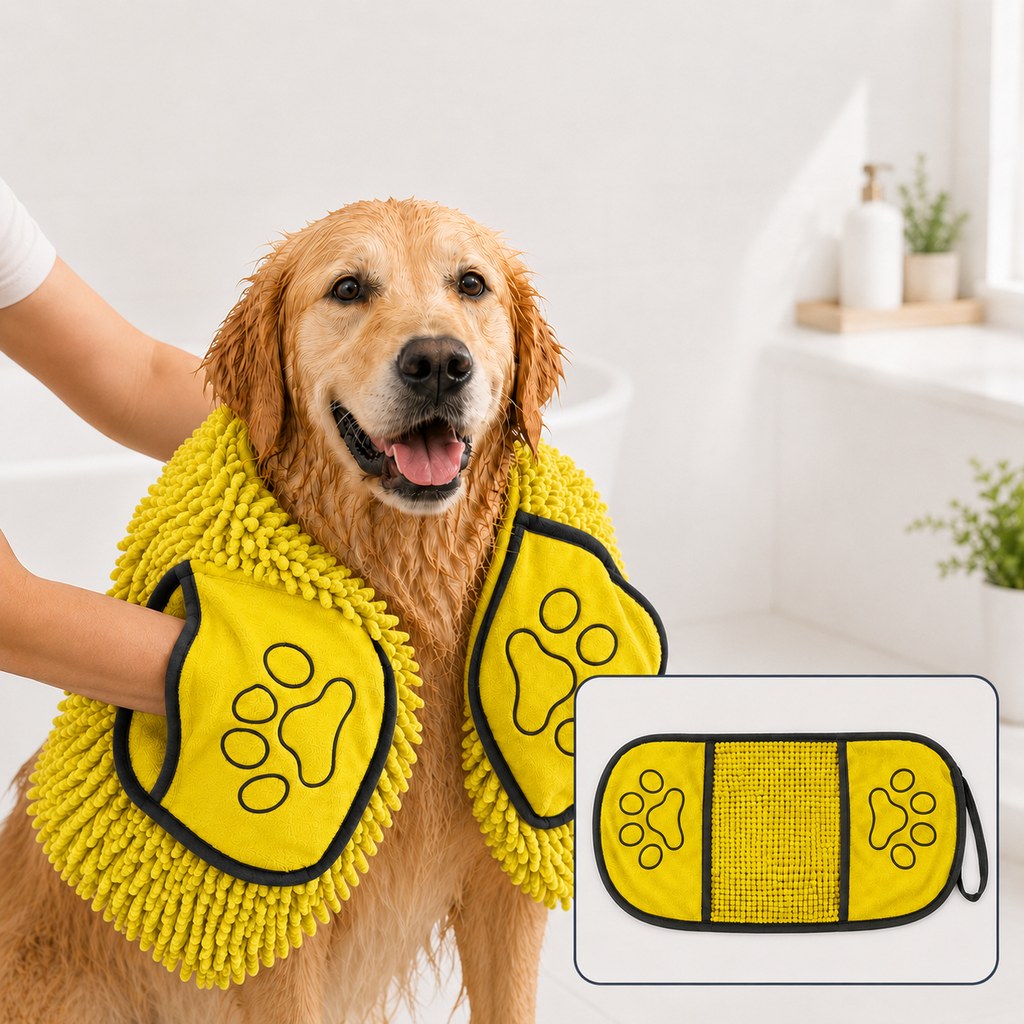 Paws in Awe Quick-Drying Pet Towel for Bath Time & Rainy Walks - Soft Chenille Mitt for Wet Fur & Muddy Paws image 12