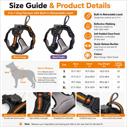 Paws in Awe 2-in-1 Reflective Dog Harness with Built-In Retractable Leash for Daily Walks - Close Control for Pulling Dogs image 10