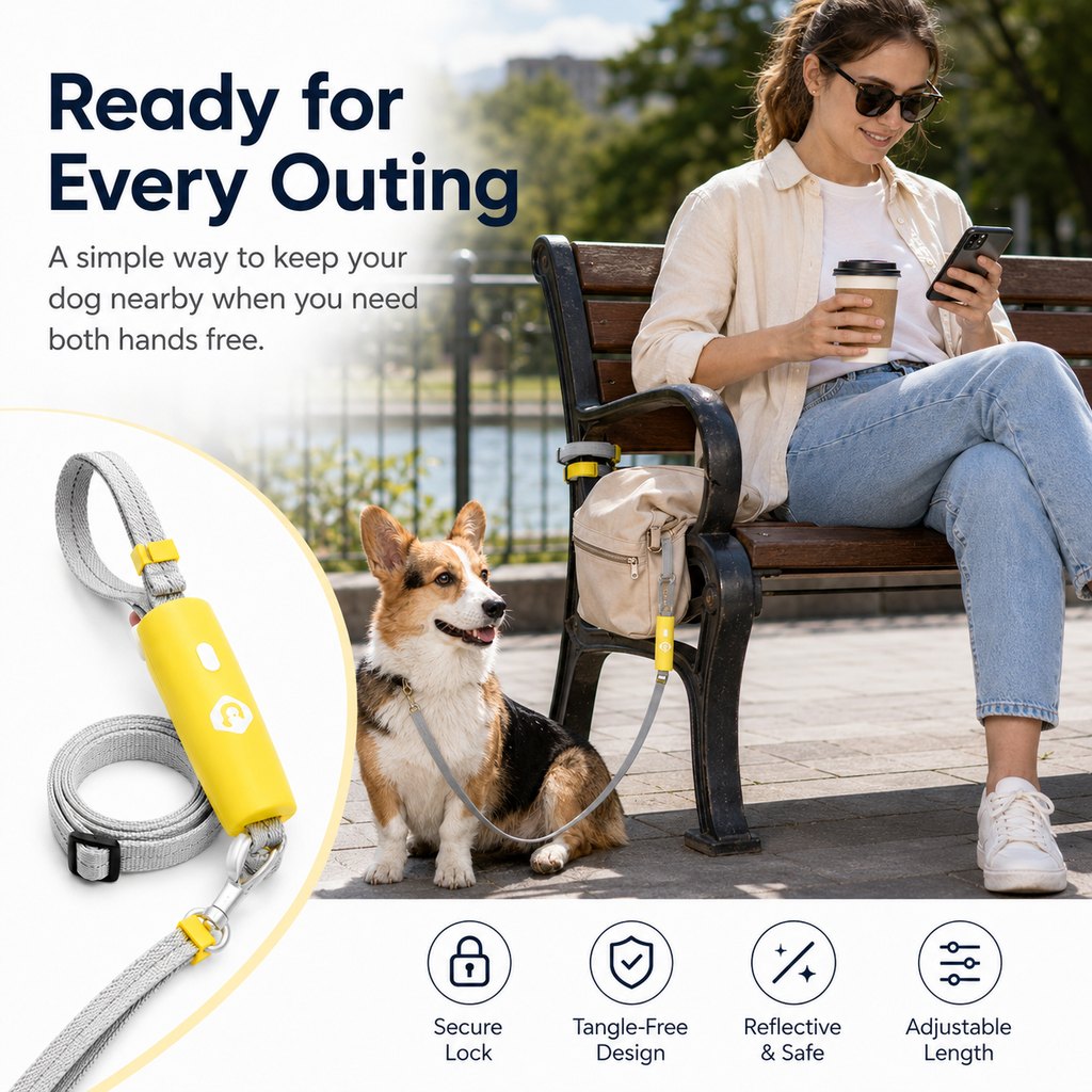 Paws in Awe Quick-Tether Dog Leash for Cafes, Patios & Parks - Keep Your Dog Close Hands-Free image 3