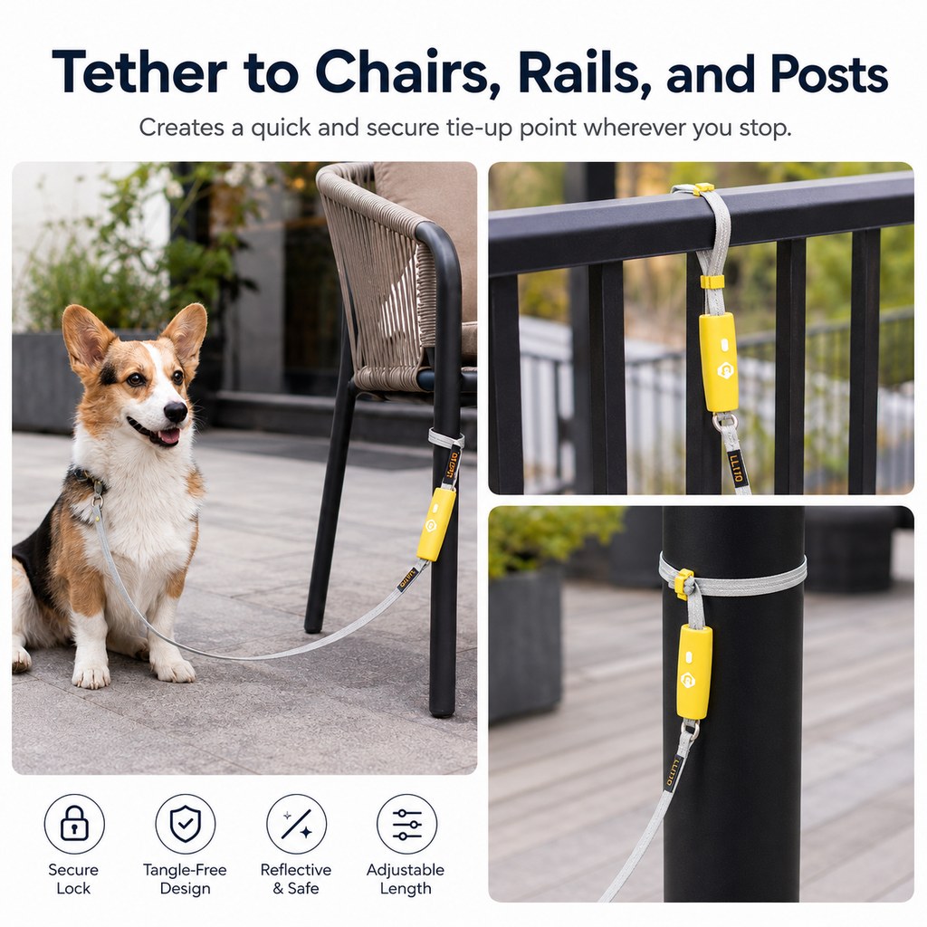 Paws in Awe Quick-Tether Dog Leash for Cafes, Patios & Parks - Keep Your Dog Close Hands-Free image 4