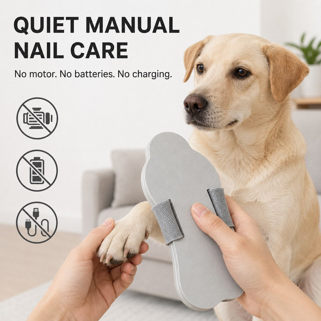 Quiet pet nail care tool with no charging required