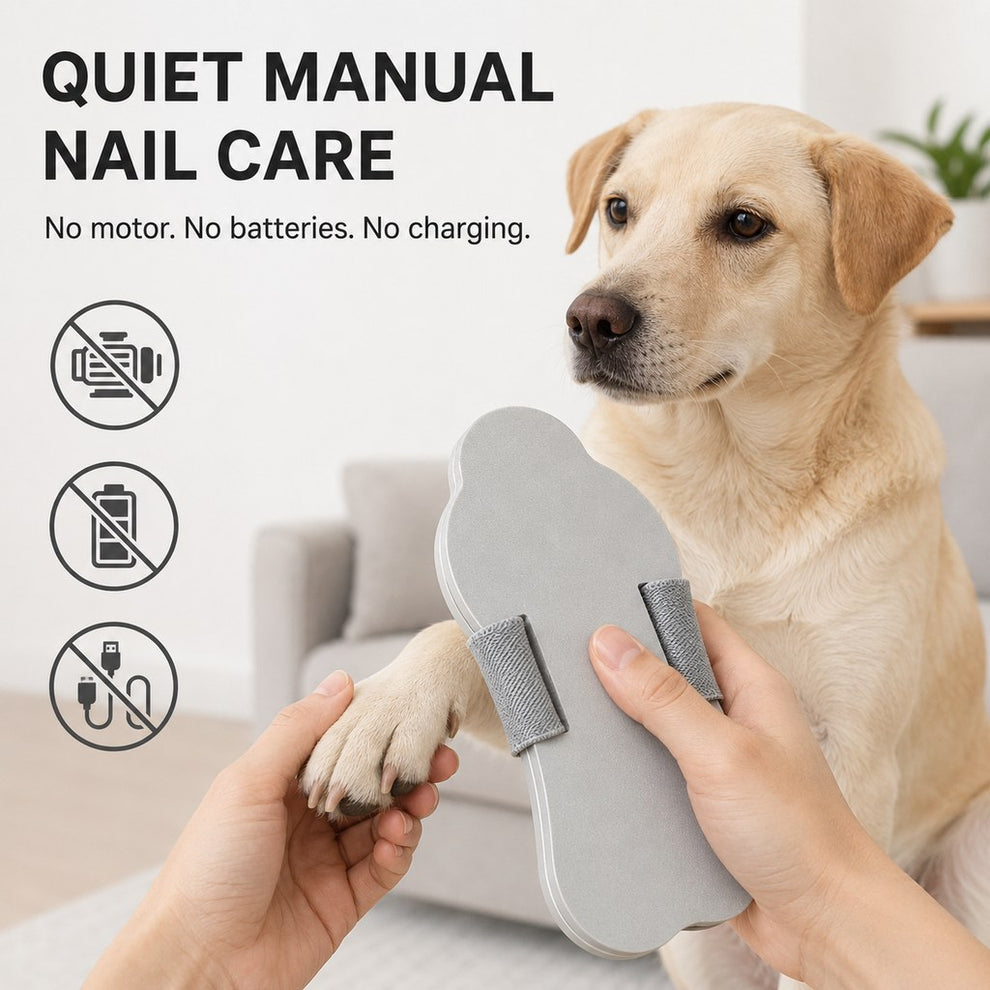 Quiet pet nail care tool with no charging required